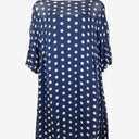 Second-Hand - Lee Mathews Navy Sheer Polka Dot Midi Dress Size 12 - SwapUp