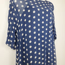Second-Hand - Lee Mathews Navy Sheer Polka Dot Midi Dress Size 12 - SwapUp