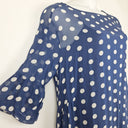 Second-Hand - Lee Mathews Navy Sheer Polka Dot Midi Dress Size 12 - SwapUp