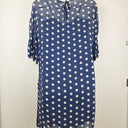 Second-Hand - Lee Mathews Navy Sheer Polka Dot Midi Dress Size 12 - SwapUp