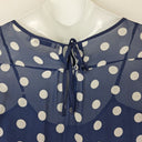 Second-Hand - Lee Mathews Navy Sheer Polka Dot Midi Dress Size 12 - SwapUp