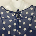 Second-Hand - Lee Mathews Navy Sheer Polka Dot Midi Dress Size 12 - SwapUp