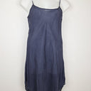 Second-Hand - Lee Mathews Navy Sheer Polka Dot Midi Dress Size 12 - SwapUp