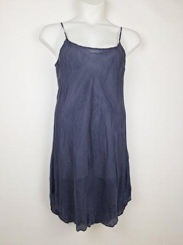 Second-Hand - Lee Mathews Navy Sheer Polka Dot Midi Dress Size 12 - SwapUp