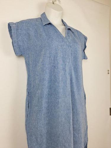 Second-Hand - RB Sellers Chambray Collared Shift Mini Dress Size 10 - SwapUp