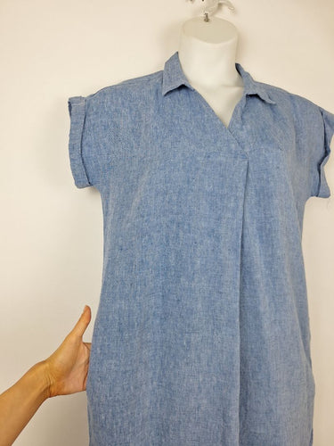 Second-Hand - RB Sellers Chambray Collared Shift Mini Dress Size 10 - SwapUp