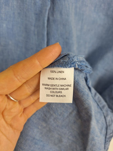 Second-Hand - RB Sellers Chambray Collared Shift Mini Dress Size 10 - SwapUp