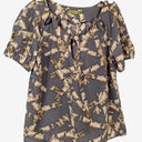 Second-Hand - Katherine Taupe Crosshatch Silk Top Size 12 - SwapUp