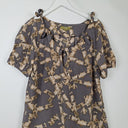 Second-Hand - Katherine Taupe Crosshatch Silk Top Size 12 - SwapUp