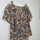 Second-Hand - Katherine Taupe Crosshatch Silk Top Size 12 - SwapUp
