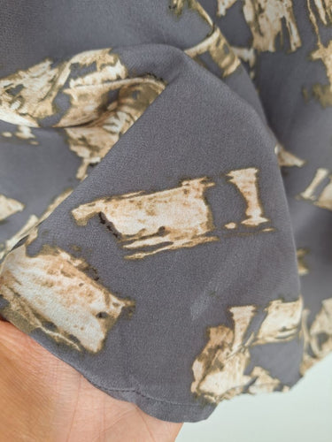 Second-Hand - Katherine Taupe Crosshatch Silk Top Size 12 - SwapUp
