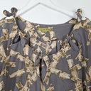 Second-Hand - Katherine Taupe Crosshatch Silk Top Size 12 - SwapUp