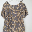 Second-Hand - Katherine Taupe Crosshatch Silk Top Size 12 - SwapUp
