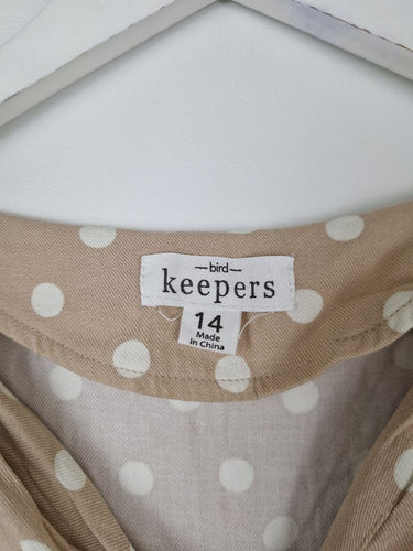 Second-Hand - Bird Keepers Cute Latte Spotted Top Size 14 - SwapUp