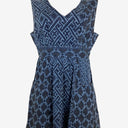 Second-Hand - Plenty Diamond Patterned Stretch Denim Mini Dress Size 12 - SwapUp