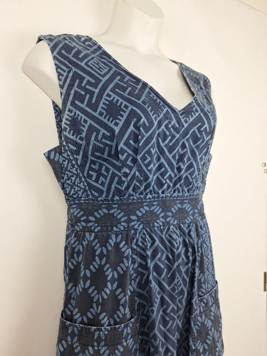 Second-Hand - Plenty Diamond Patterned Stretch Denim Mini Dress Size 12 - SwapUp