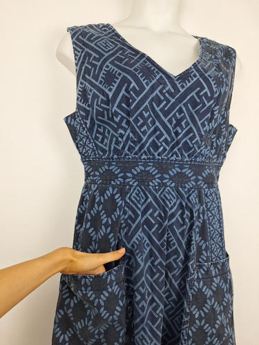 Second-Hand - Plenty Diamond Patterned Stretch Denim Mini Dress Size 12 - SwapUp