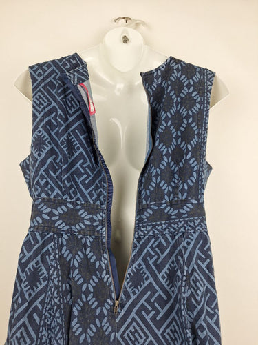 Second-Hand - Plenty Diamond Patterned Stretch Denim Mini Dress Size 12 - SwapUp