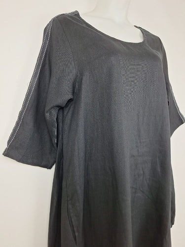 Second-Hand - Rike Design Pure Noir Linen Midi Dress Size L - SwapUp