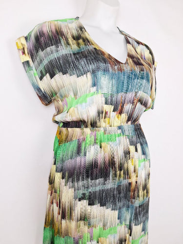 Second-Hand - Elk Colour Glitch Midi Dress Size 8 - SwapUp