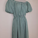 Second-Hand - Savel Green Gingham Puff Sleeve Dress Size 8 - SwapUp
