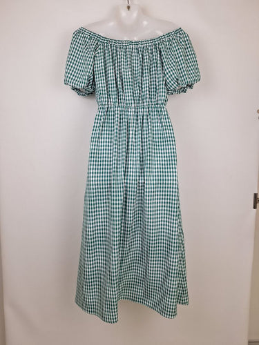 Second-Hand - Savel Green Gingham Puff Sleeve Dress Size 8 - SwapUp