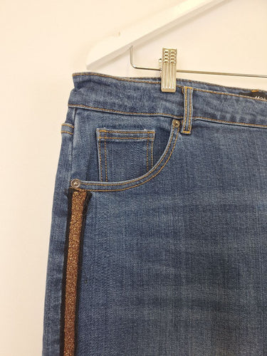 Second-Hand - Motto Gold Trim Tailored Jeans Size 18 - SwapUp