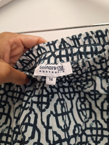 Second-Hand - Goondiwindi Cotton Blue Geometric Lounge Pants Size 14 - SwapUp