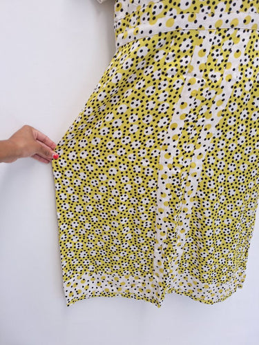 Second-Hand - Boden Yellow Lime Spotted Midi Dress Size 16 - SwapUp