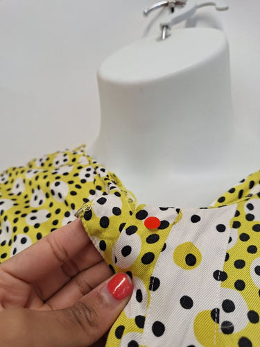 Second-Hand - Boden Yellow Lime Spotted Midi Dress Size 16 - SwapUp