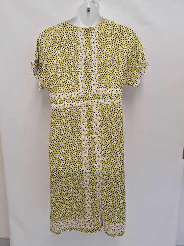 Second-Hand - Boden Yellow Lime Spotted Midi Dress Size 16 - SwapUp