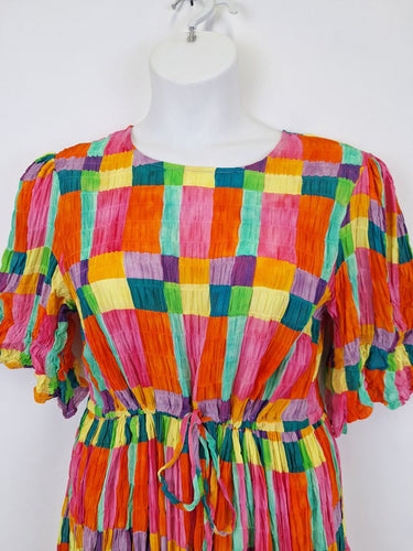 Second-Hand - Gorman Rainbow Crinkle Texture Sun Dress Size 14 - SwapUp