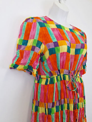 Second-Hand - Gorman Rainbow Crinkle Texture Sun Dress Size 14 - SwapUp
