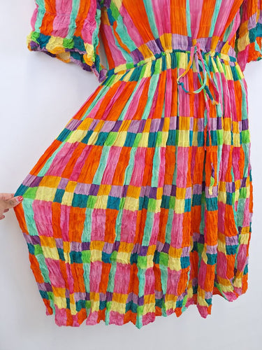 Second-Hand - Gorman Rainbow Crinkle Texture Sun Dress Size 14 - SwapUp
