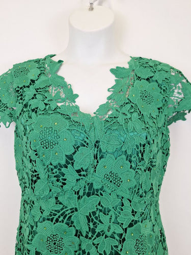 Second-Hand - Moss & Spy Diamante Vine Leaf Midi Dress Size 16 - SwapUp