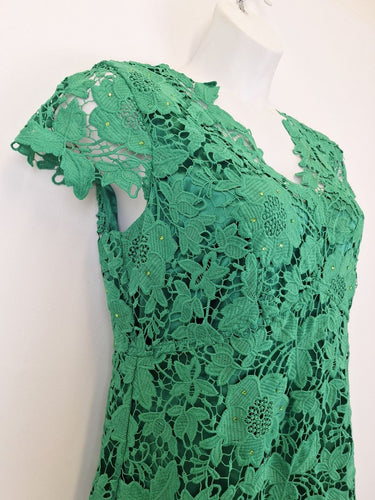 Second-Hand - Moss & Spy Diamante Vine Leaf Midi Dress Size 16 - SwapUp