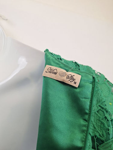 Second-Hand - Moss & Spy Diamante Vine Leaf Midi Dress Size 16 - SwapUp