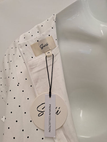 Second-Hand - Surii Crisp White Mini Polka Dot Maxi Dress Size 14 - SwapUp