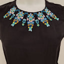 Second-Hand - Megan Park Silk Embroidered Neck Midi Dress Size 14 - SwapUp