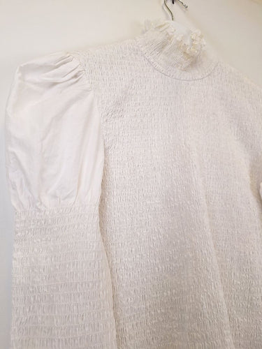 Second-Hand - Scanlan Theodore Elevated High Neck Shirred Blouse Size 8 - SwapUp