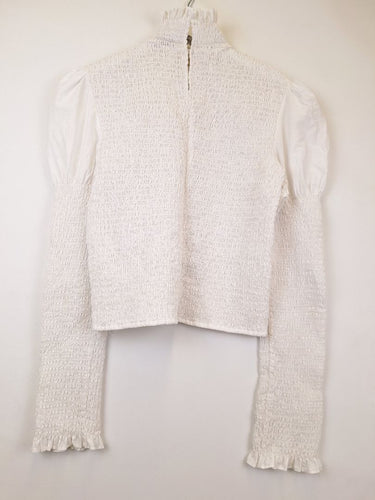 Second-Hand - Scanlan Theodore Elevated High Neck Shirred Blouse Size 8 - SwapUp