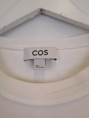 Second-Hand - COS Pure White Curved Shoulder T-shirt Size L - SwapUp