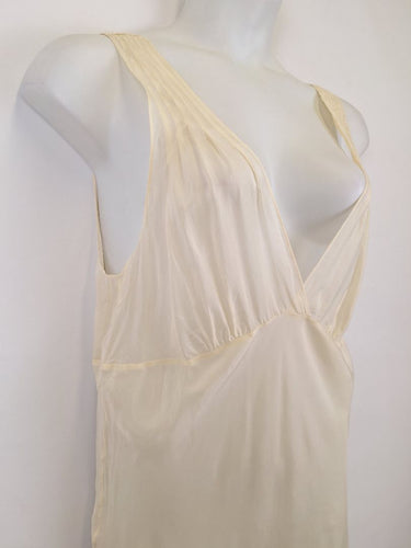 Second-Hand - LESET Cream Roma Deep V Slip Maxi Dress Size XL - SwapUp