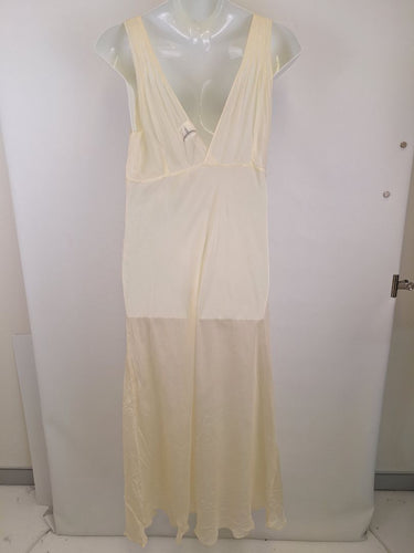 Second-Hand - LESET Cream Roma Deep V Slip Maxi Dress Size XL - SwapUp
