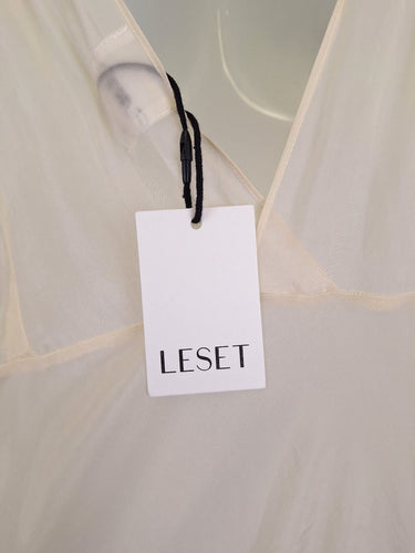 Second-Hand - LESET Cream Roma Deep V Slip Maxi Dress Size XL - SwapUp