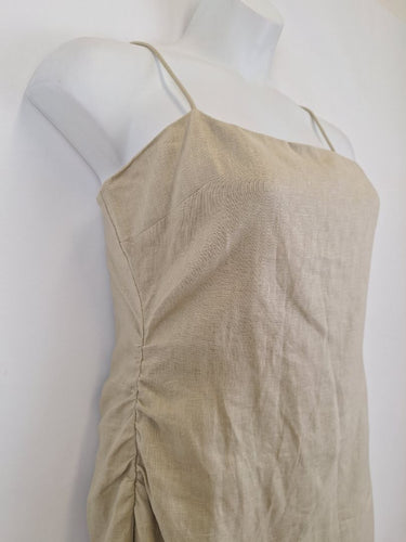 Second-Hand - Sir Chic Tamara Ruched Linen Mini Dress Size L - SwapUp