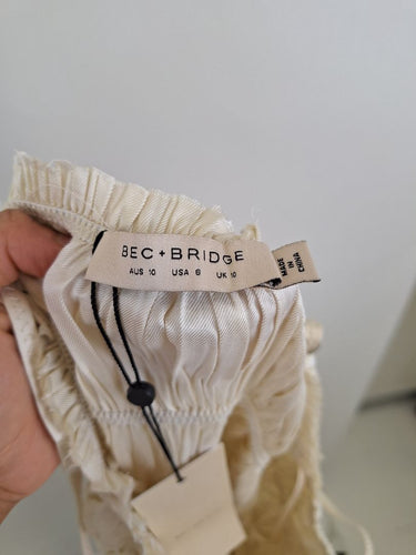 Second-Hand - Bec & Bridge Dali Ivory Shift Mini Dress Size 10 - SwapUp