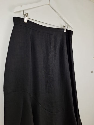 Second-Hand - Veronika Maine Asymmetrical Ruffle Hem Linen Skirt Size 14 - SwapUp