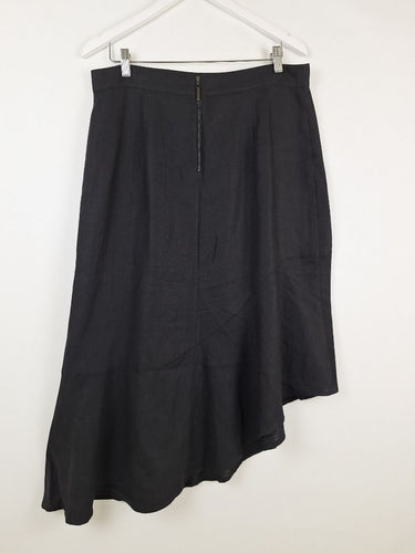 Second-Hand - Veronika Maine Asymmetrical Ruffle Hem Linen Skirt Size 14 - SwapUp