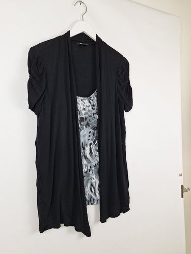 Second-Hand - AB Studio Efrotless Layered Cardigan and Top Size L - SwapUp